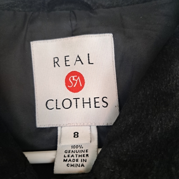 Real Clothes 100% Leather Black Suede Coat Women's Size 8 - Picture 2 of 6